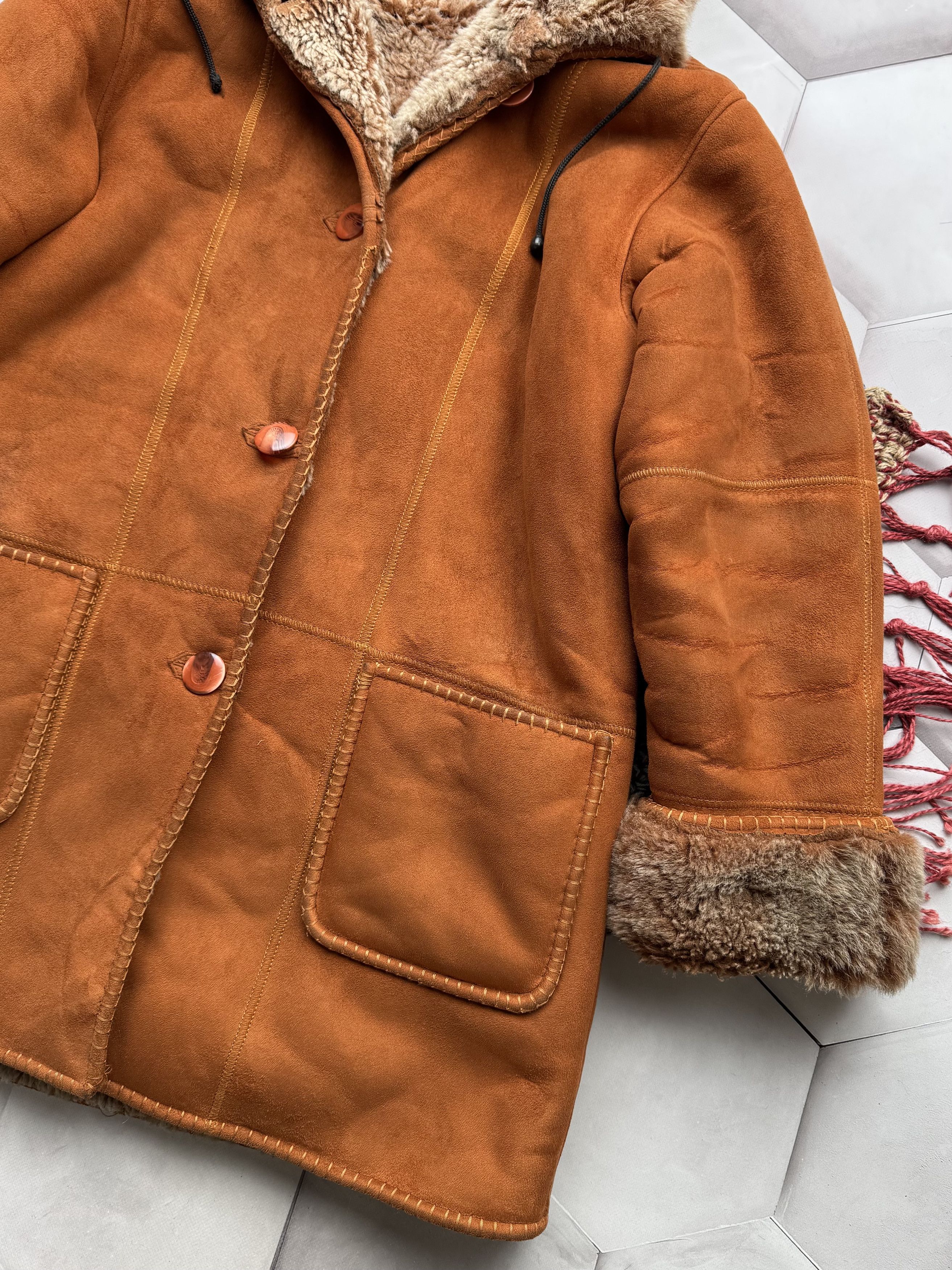 Japanese Brand Vintage Faux Sheepskin Hooded Coat (E4) Size L / US 10 / IT 46 - 5 Thumbnail