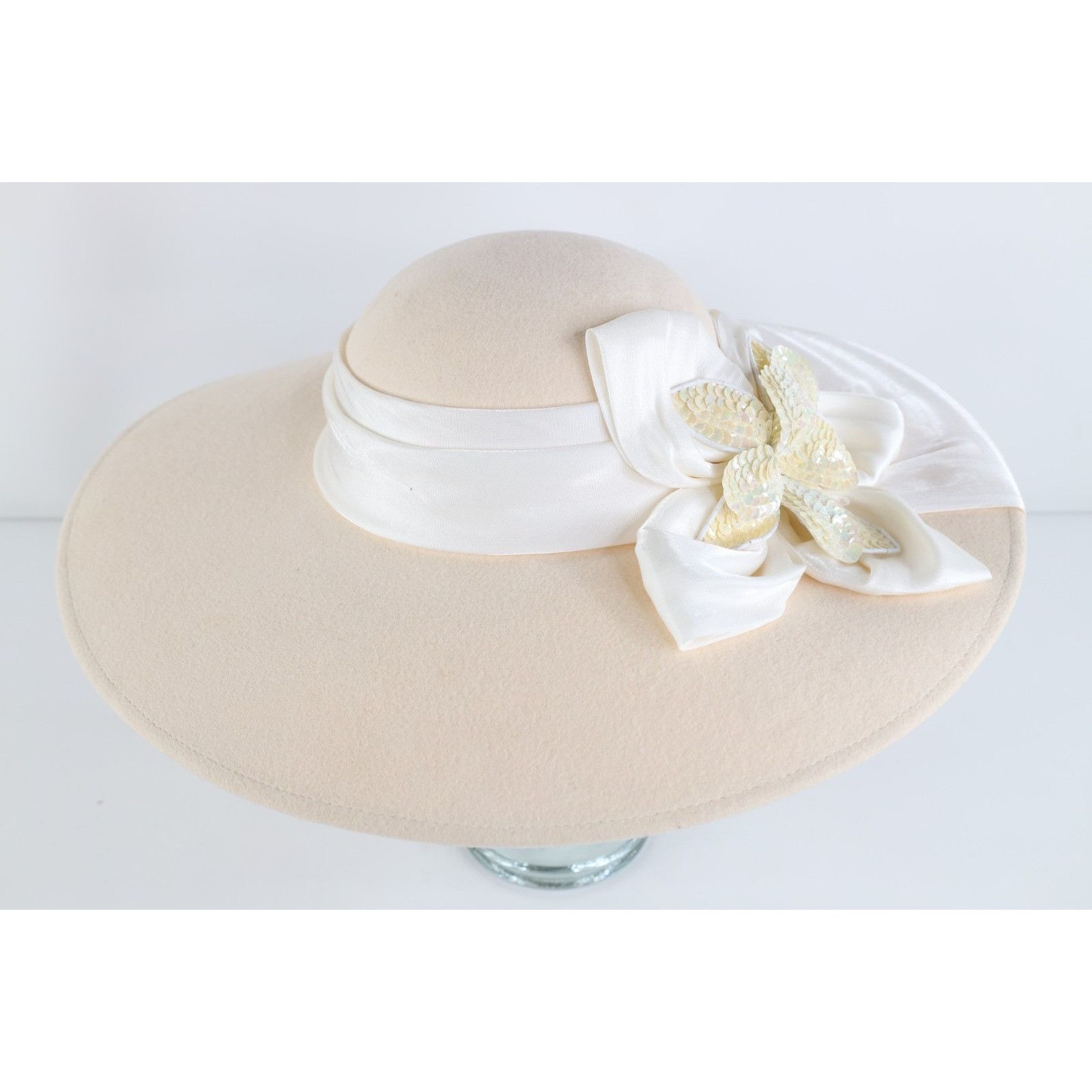 Vintage Vintage 80s 90s Rockabilly Distressed Felt Wool Flower Hat Size ONE SIZE - 3 Thumbnail