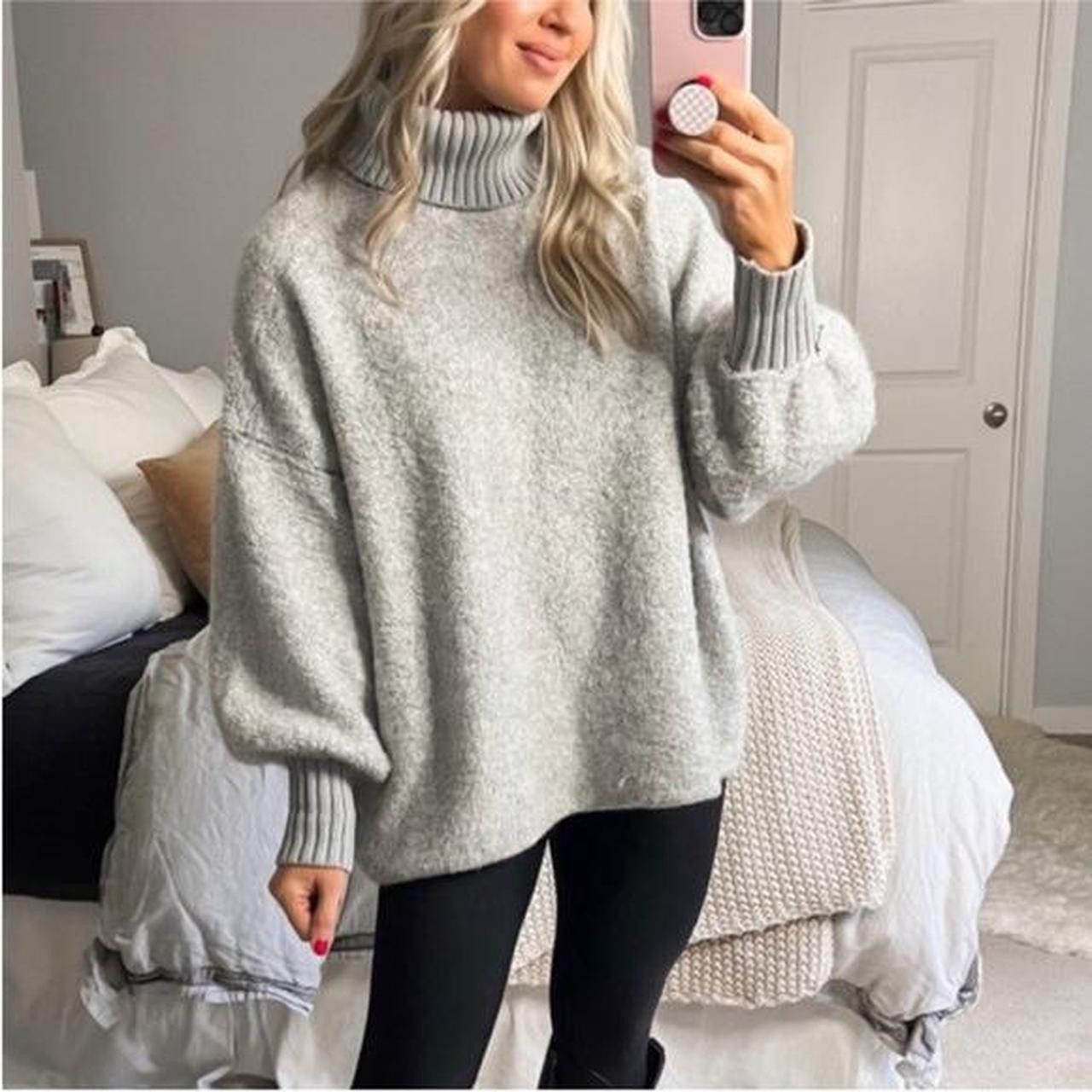 Free People Free People Milo S Oversized Grey Turtleneck Sweater Size S / US 4 / IT 40 - 3 Thumbnail