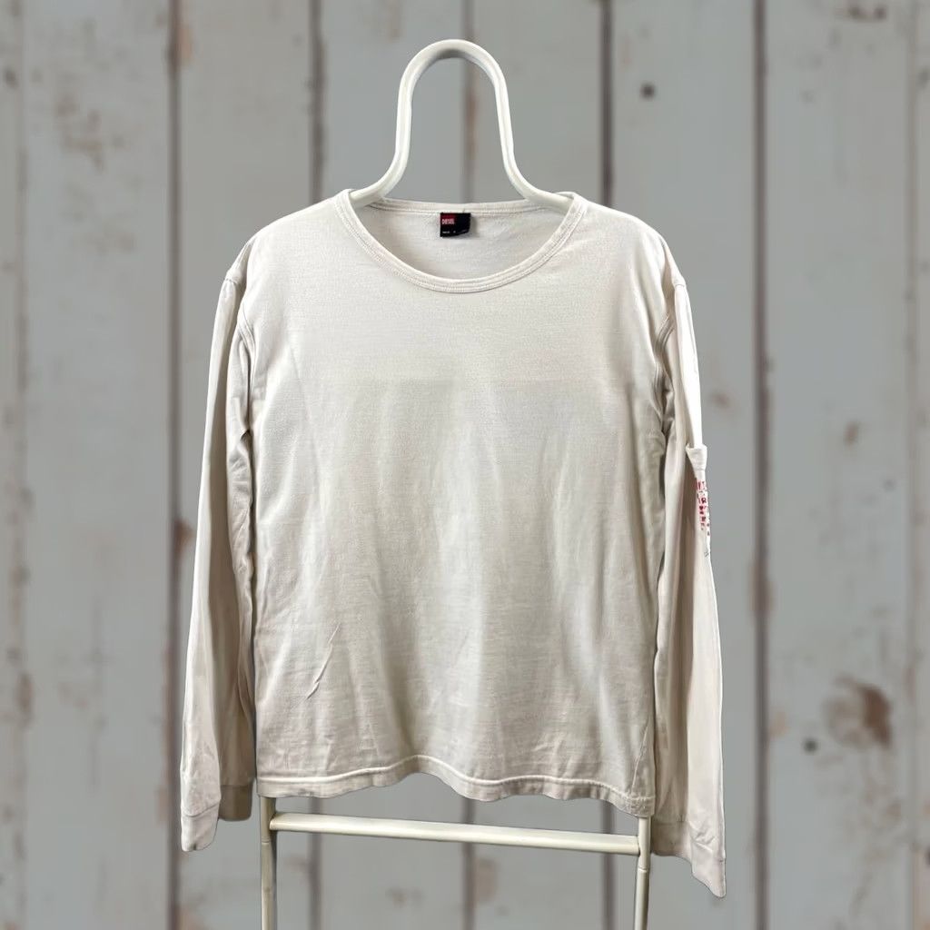 Diesel Diesel Men T-Shirt White Cotton Long Sleeve Crew Neck Stretch Pullover Size US M / EU 48-50 / 2 - 1 Thumbnail