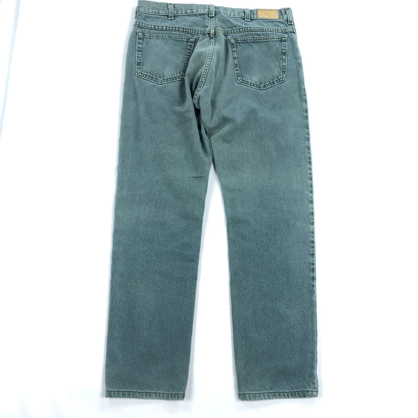 Vintage VINTAGE LL Bean Jeans Mens 35x32 Green Denim Straight 5-Pocket 90s Vintage Green Jeans Regular Mens Size US 35 - 4 Thumbnail