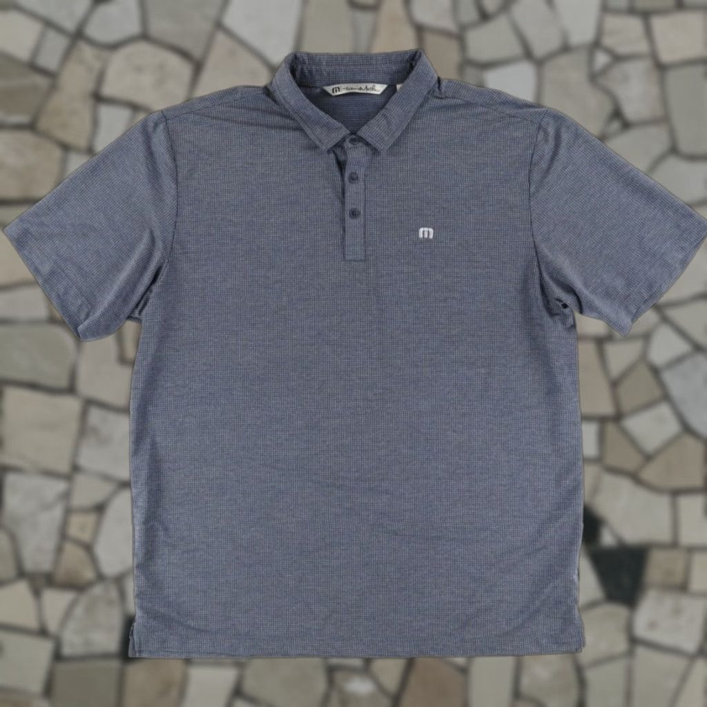 TravisMathew Travis Mathew Polo Shirt Mens 2XL Charcoal Woven Stretch Polyester Solid Short Sleeve Regular Fit Shirt Size US XXL / EU 58 / 5 - 1 Thumbnail