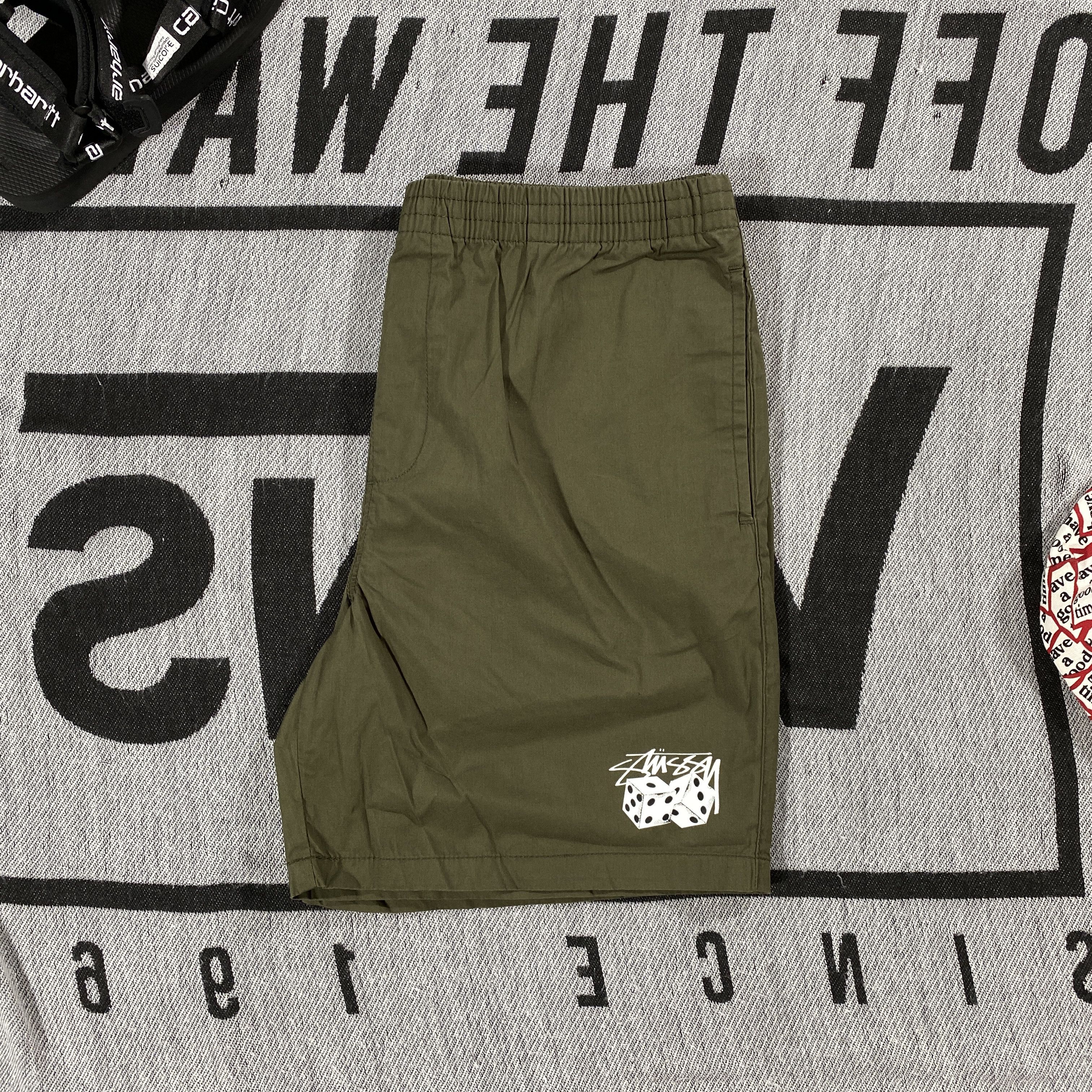 image of Stussy Two Dice Shorts Size 30 in Army Green, Men's