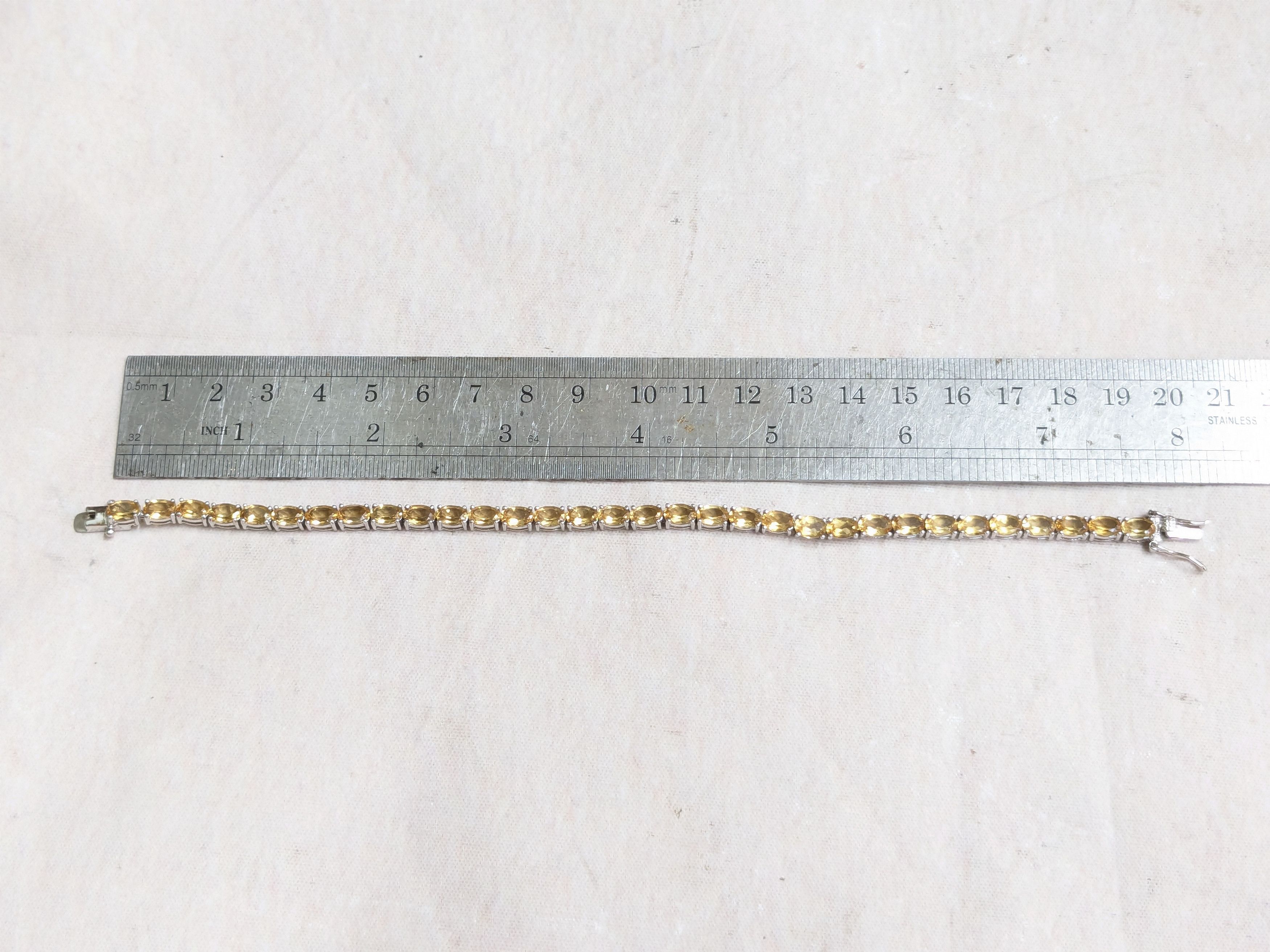 Sterling Silver Sterling Silver Tennis Bracelet Yellow Citrine Oval 8 Size ONE SIZE - 18 Thumbnail