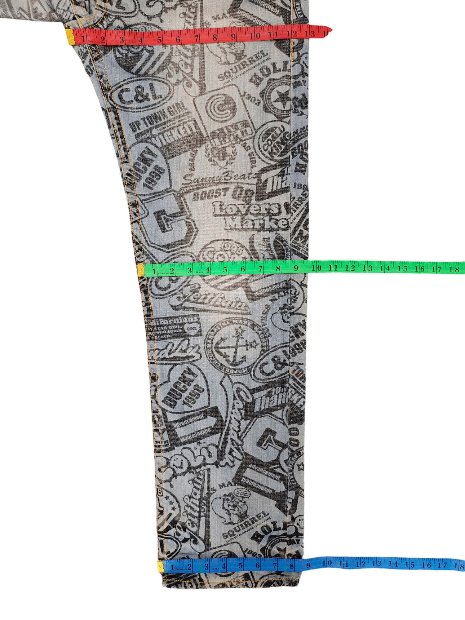 Japanese Brand Japanese Co & Lu Full Print Hysteric Glamour Style Jeans Size US 33 - 10 Thumbnail