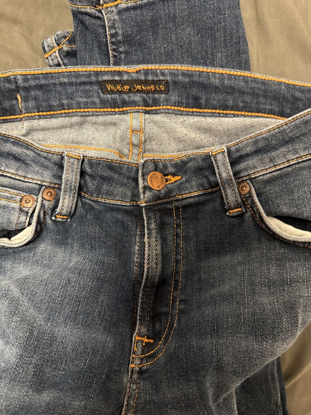 Nudie Jeans Skinny Lin dark blue navy jeans Size US 31 - 3 Thumbnail