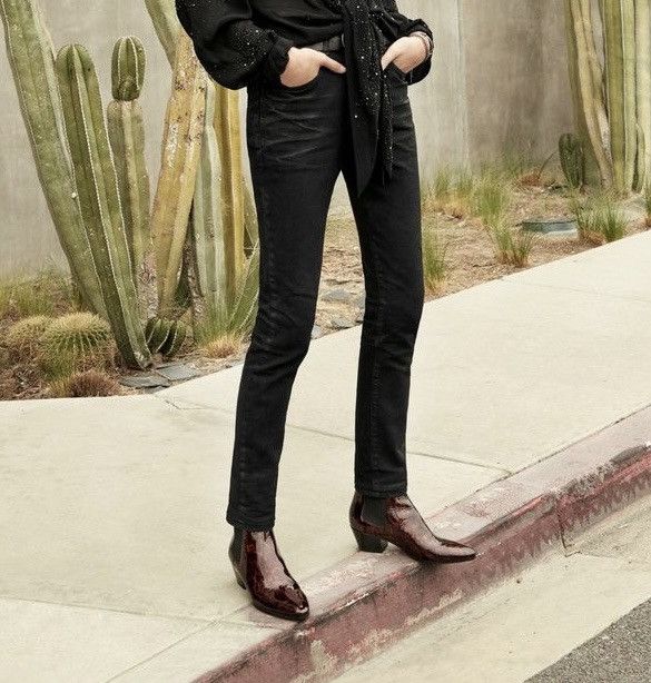 Saint Laurent Paris *NEW* SAINT LAURENT $860 SS20 Silver Coated Skinny Jeans D24 Size US 28 / EU 44 - 2 Thumbnail