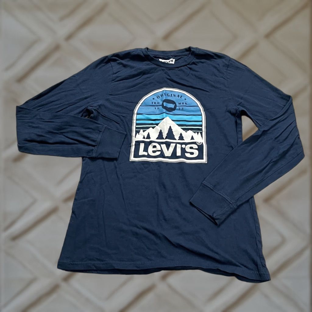 Levi's Levi's T-Shirt Shirt Men M Blue Crew Neck Long Sleeve Cotton Graphic Logo Casual Tee 90s Outdoor Mens Size US M / EU 48-50 / 2 - 1 Thumbnail