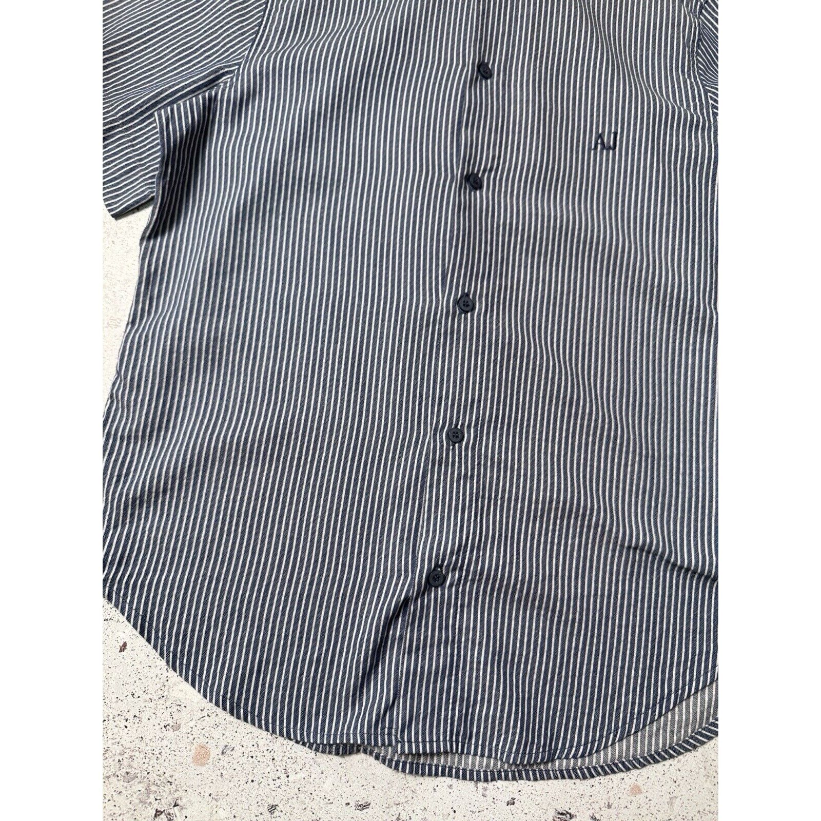 Armani Vintage Armani Jeans Button up Short Sleeve Shirt Striped Size US M / EU 48-50 / 2 - 7 Thumbnail