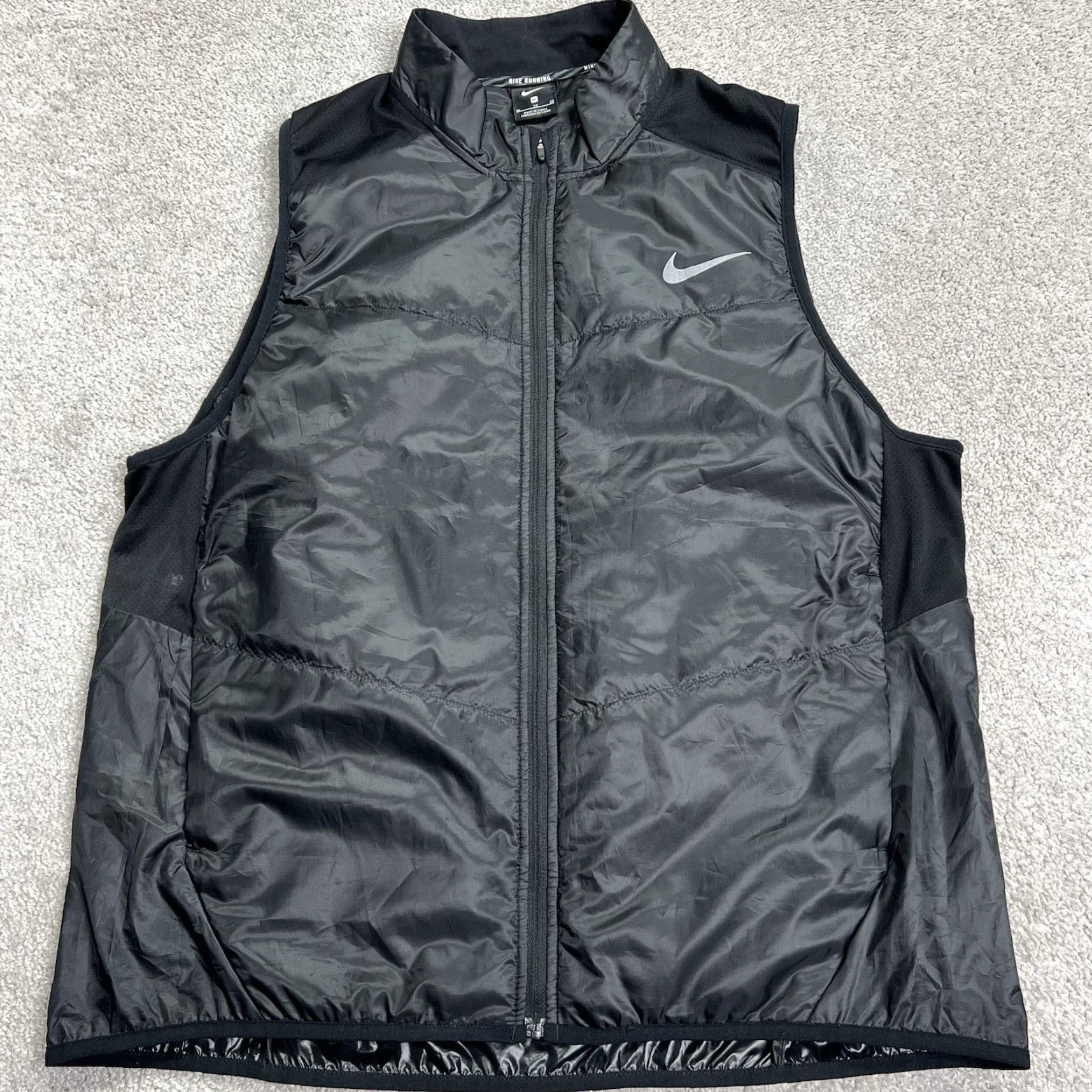 Nike Nike Running Vest Men's XL Polyfill Light 922457-010 Black Full Zip Lightweight Size US XL / EU 56 / 4 - 2 Thumbnail