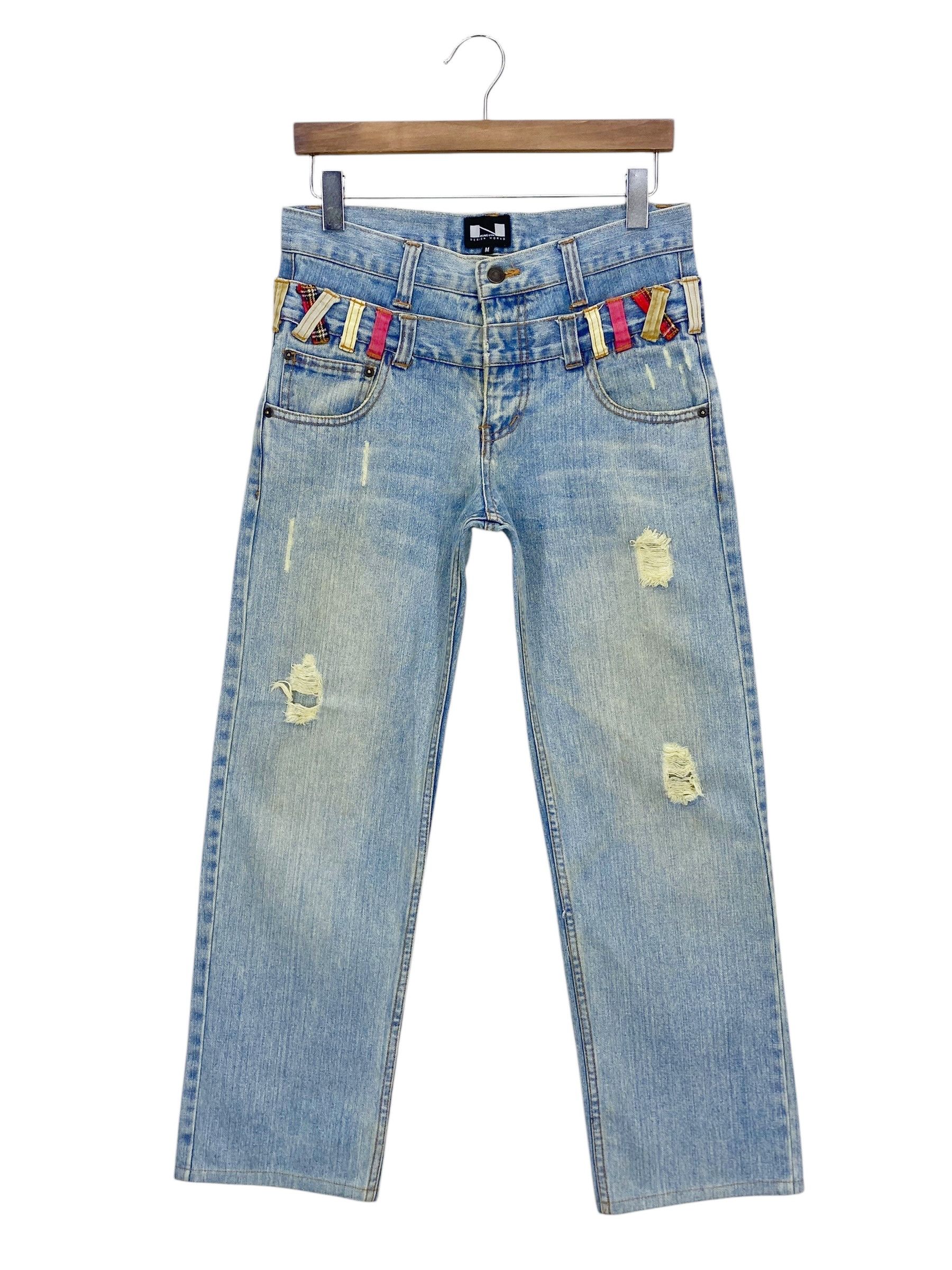 Japanese Brand Nylaus Double Waist Denim Goth Punk Jeans Size US 30 / EU 46 - 2 Thumbnail