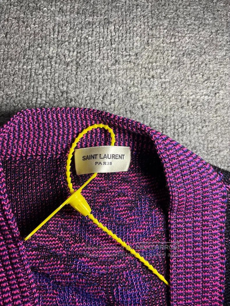Saint Laurent Paris Saint Laurent Paris Black and Purple Poppy Knit Cardigan Size US XS / EU 42 / 0 - 3 Thumbnail