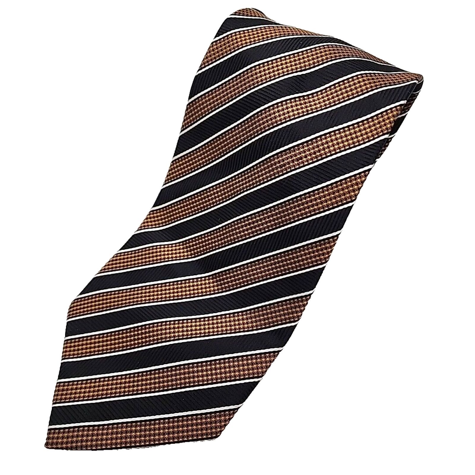 Other Ertu Silk Necktie Classic Gold & Black Stripes - Italy Size ONE SIZE - 1 Thumbnail