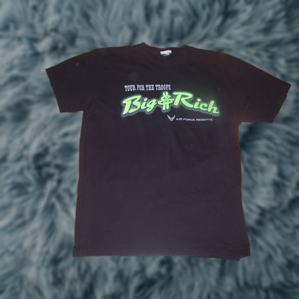 Vintage VINTAGE Air Force Reserve T-Shirt Black Large Mens Short Sleeve Graphic Tee Big & Rich Tour For The Troops Bragg NC 90s or 2000s Event Theme Shirt Size US L / EU 52-54 / 3 - 1 Thumbnail