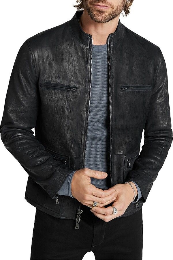 Leather Jacket with chain detail. 54