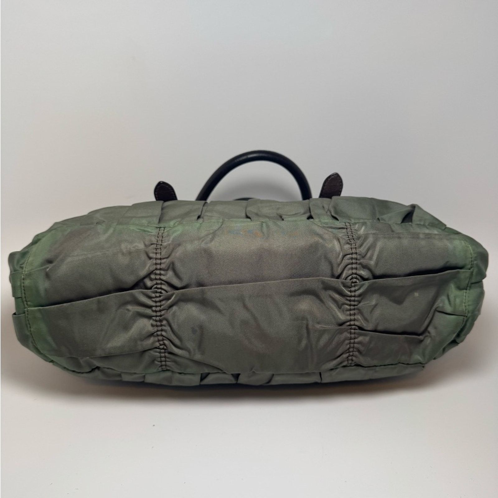Prada Prada Tessuto Gaufre Olive Green & Brown Leather Satchel Size ONE SIZE - 6 Thumbnail