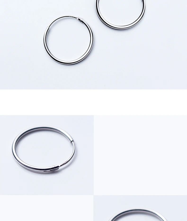 Jewelry 925 Sterling Silver Hoop Earring Round Circle Loop Gifts Size ONE SIZE - 1 Thumbnail