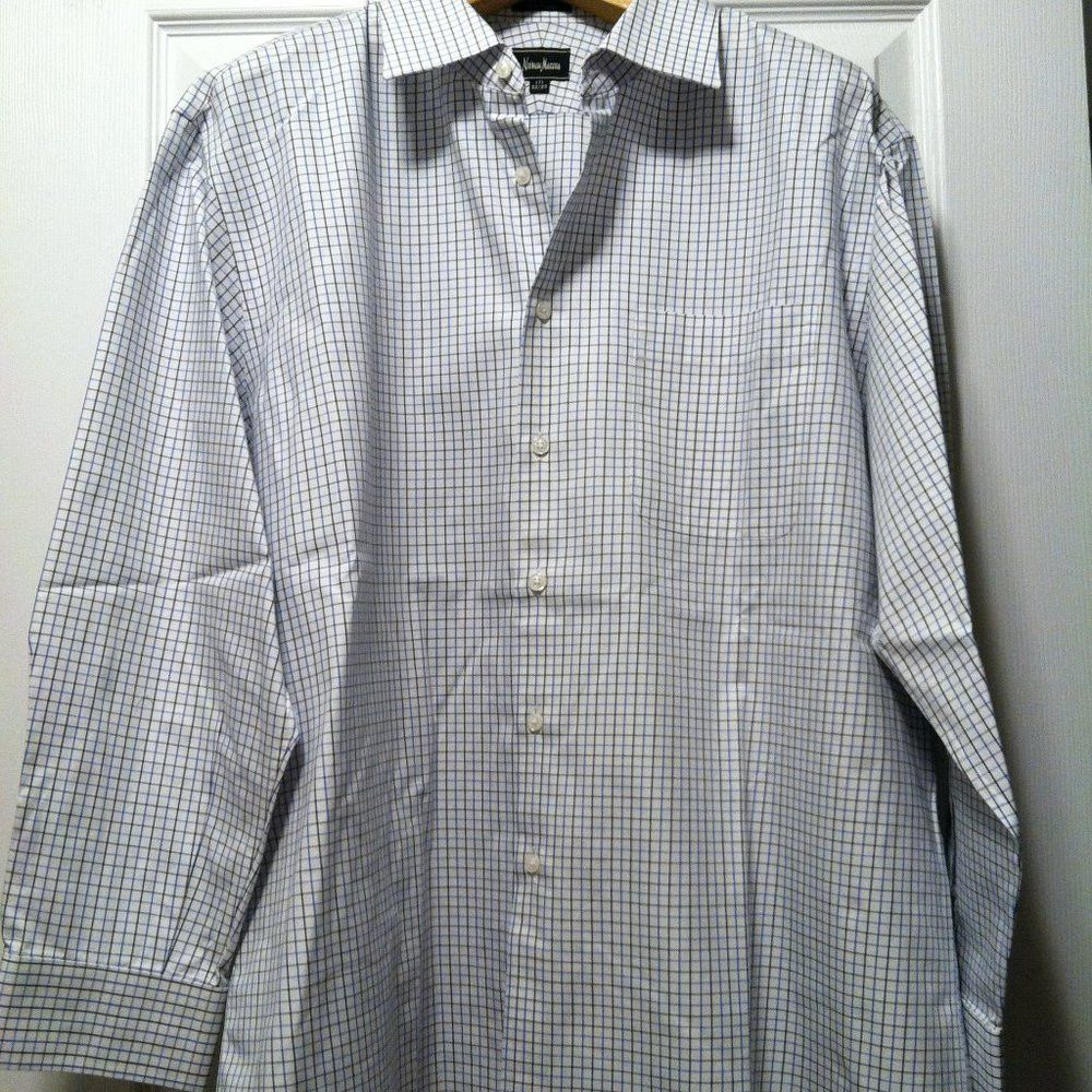 Neiman Marcus NEIMAN MARCUS MENS COTTON CASUAL SHIRT SIZE: 17.5/32-33 Size US XL / EU 56 / 4 - 3 Thumbnail