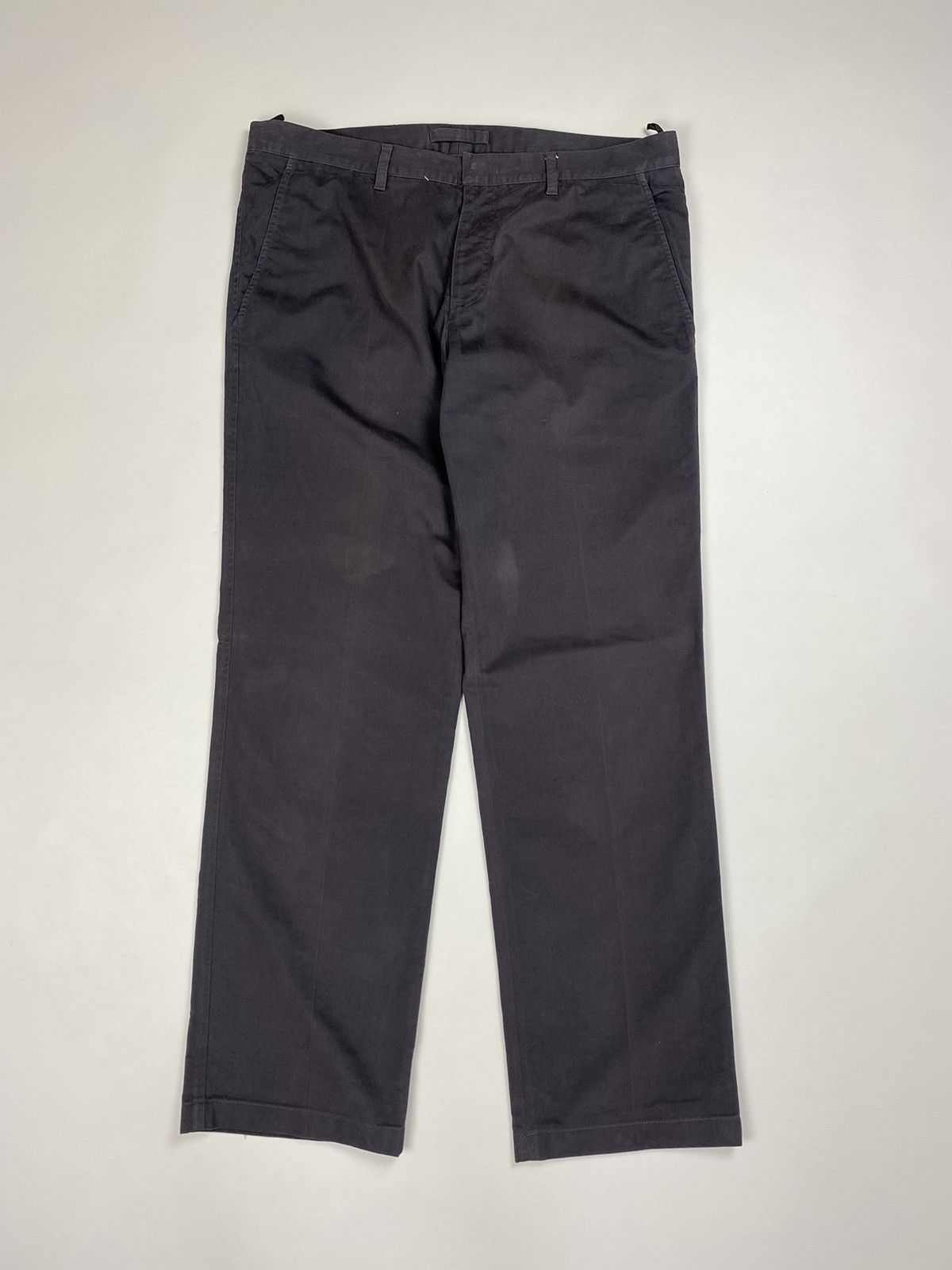 image of Prada Black Tab Men’S Classic Fit Chino Pants Trousers in Grey, Men's (Size 36)