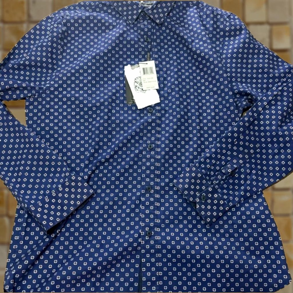 English Laundry NEW MENS ENGLISH LAUNDRY BIRDSEYE LONG SLEEVE BUTTON UP SHIRT SIZE L - White Floral Pattern, Cotton, Casual, All Seasons, Regular Fit, Mens Size US L / EU 52-54 / 3 - 1 Thumbnail