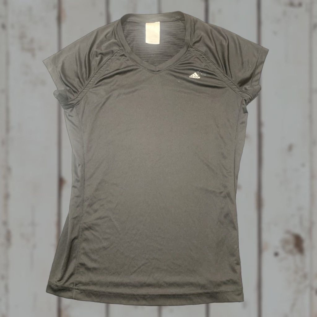 Adidas Adidas Climacool Running Shirt Women Large Black Short Sleeve V-Neck Activewear Size L / US 10 / IT 46 - 1 Thumbnail