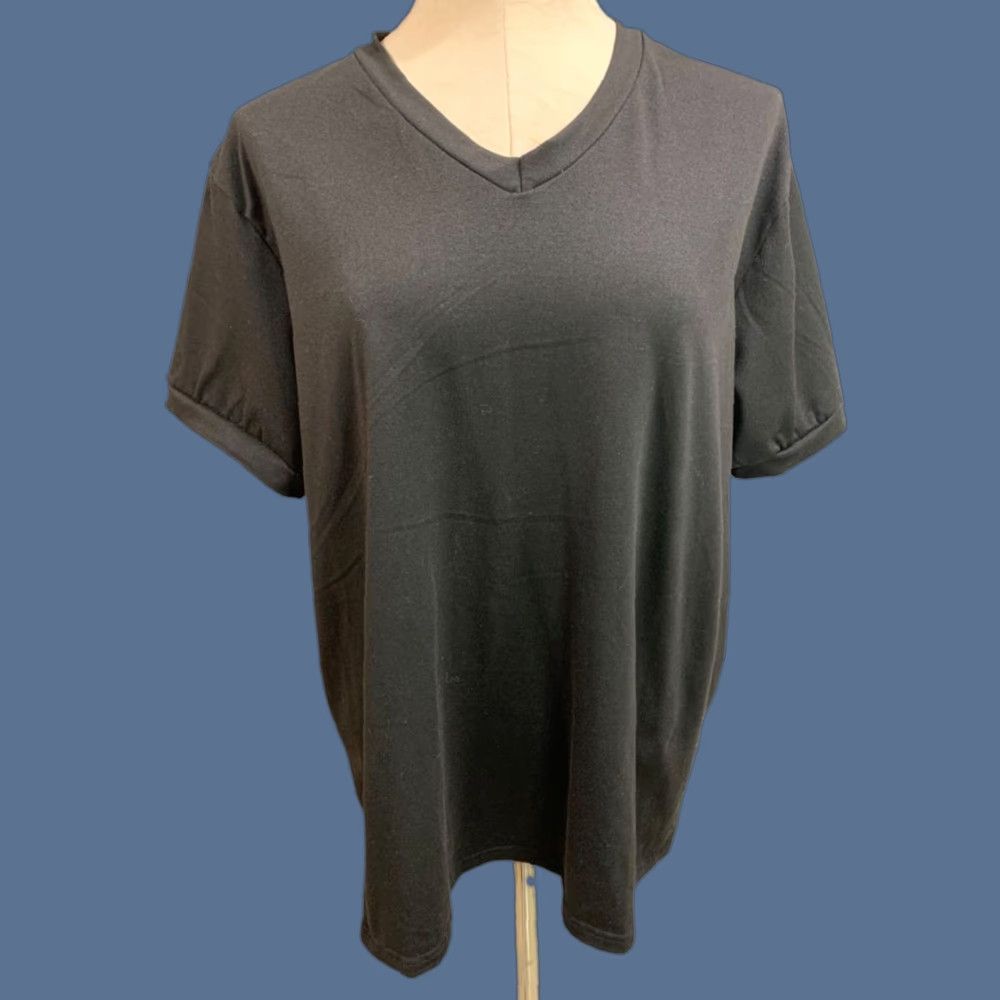 Vintage Womens Black Short Sleeve V-Neck Tshirt Size 1XL Size XL / US 12-14 / IT 48-50 - 1 Thumbnail
