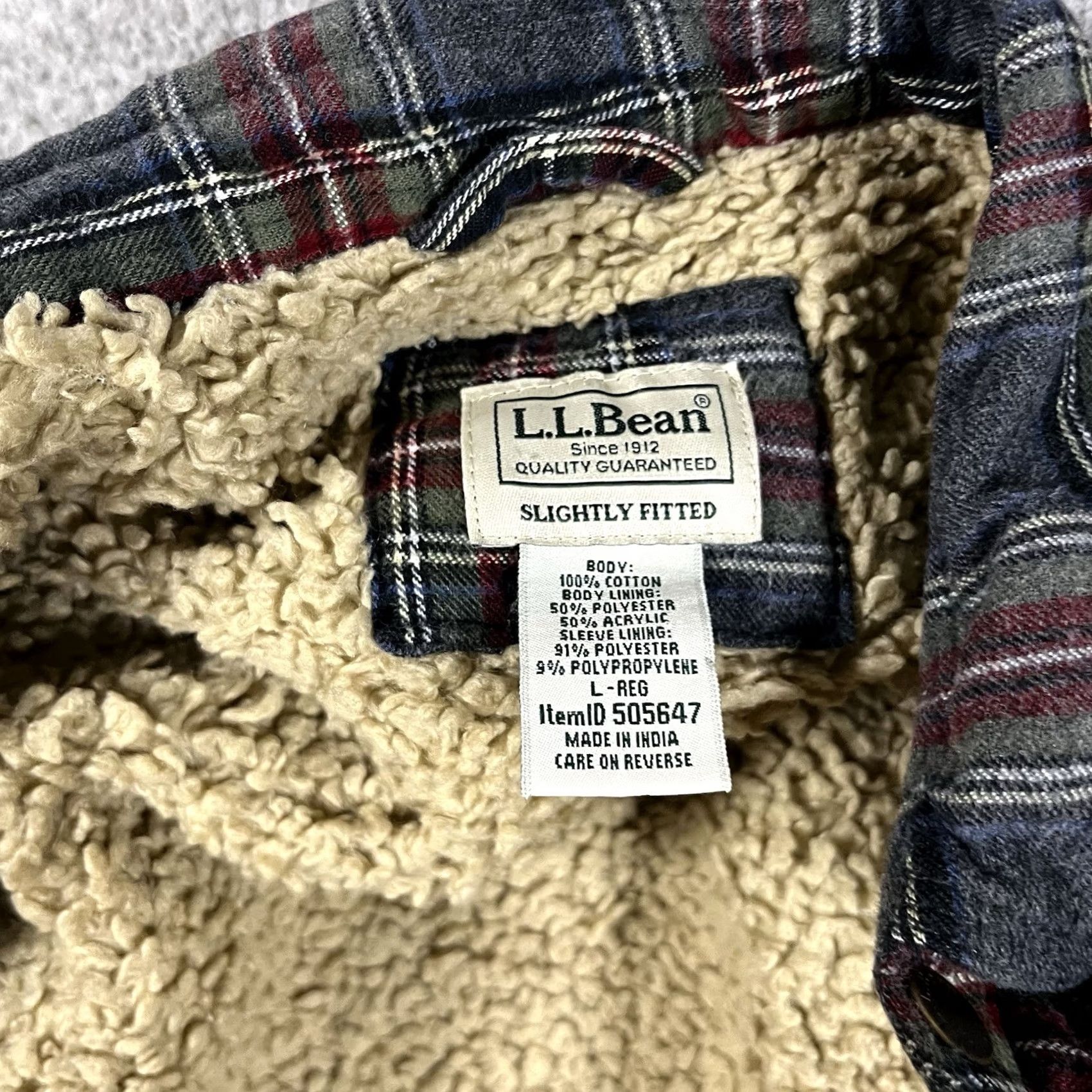 Vintage LL Bean Shirt Mens L Plaid Heavy Sherpa Fleece Lined Shacket Flannel Pockets Size US L / EU 52-54 / 3 - 5 Thumbnail