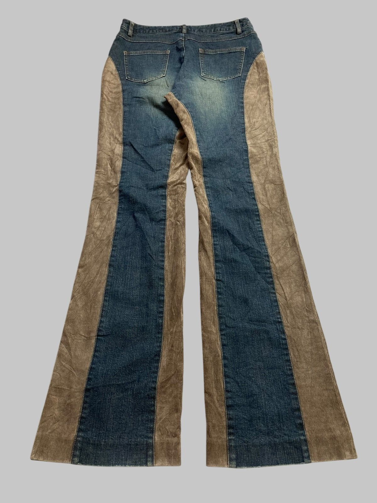Tornado Mart RED RIVER - Flared Corduroy Jeans Two Tone Japanese Brand Size 28" / US 6 / IT 42 - 3 Thumbnail