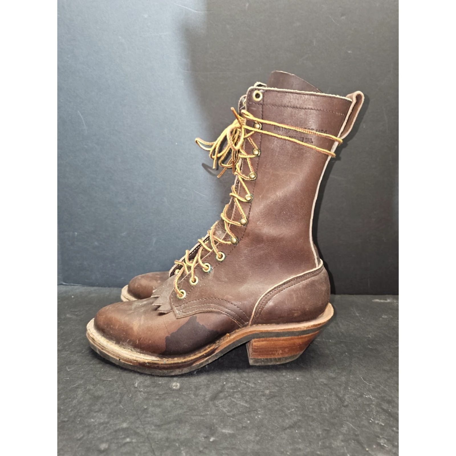 Vintage Hathorn Boot Mfg White's Brown Leather Packer Logger Style Boots Mens Sz 4 1/2 D Lace-Up Calf High - Leather, Arch Support, Slip Resistant, Button Up? Size US 5 / EU 37 - 7 Thumbnail