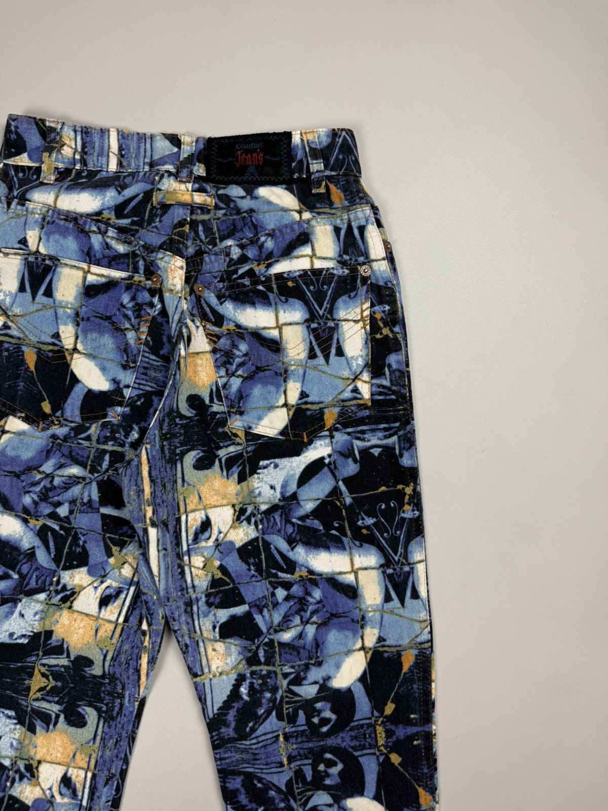 Jean Paul Gaultier 90s JPG Jean Paul Gaultier Stained Glass Printed Denim Jeans Size 25" / US 0 / IT 36 - 22 Thumbnail