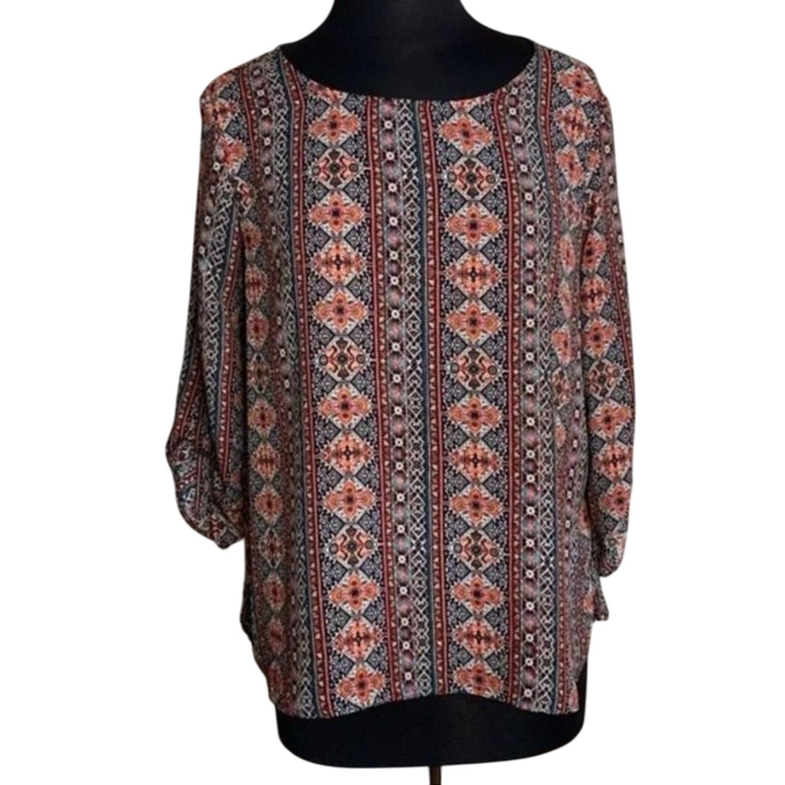 Other Hippie Rose Boho Blouse Tab Button Sleeves Size XL Size XL / US 12-14 / IT 48-50 - 1 Thumbnail