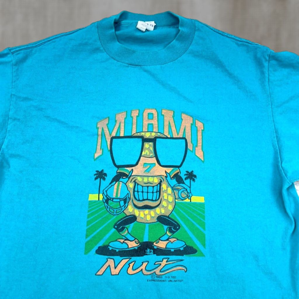 Vintage VINTAGE Miami Nut Shirt Men Large Blue Tee Single Stitch 80s Florida Football Shirt Men Blue 80s Retro Graphic Print Football Size US L / EU 52-54 / 3 - 1 Thumbnail