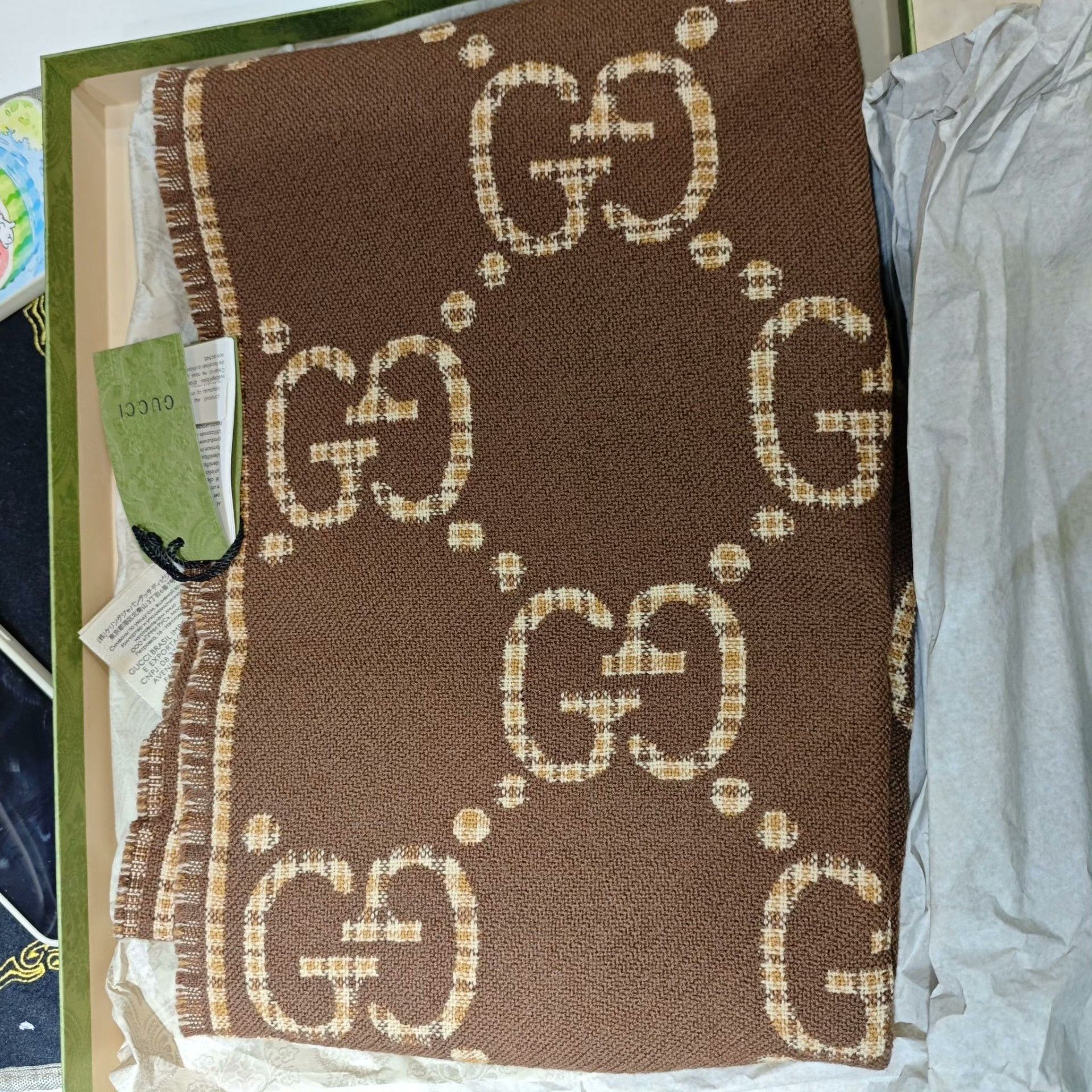 Gucci Gucci Wool Brown Scarf XS Men Size ONE SIZE - 1 Thumbnail