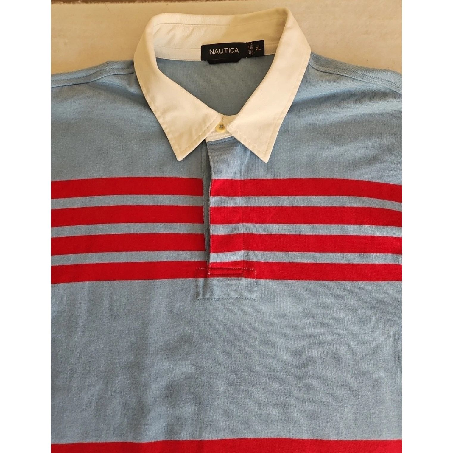 Nautica Nautica Rugby Polo Shirt Long Sleeve Blue/Red Striped XL Size US XL / EU 56 / 4 - 4 Thumbnail
