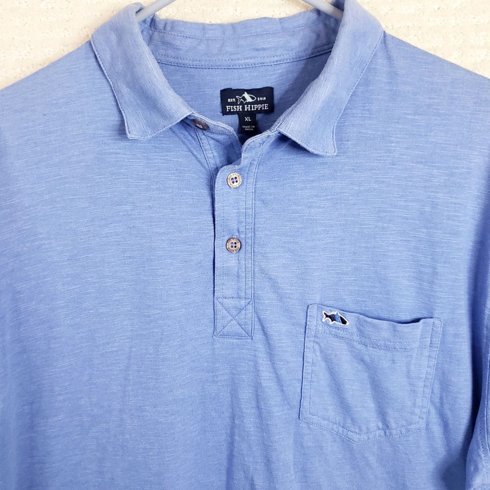 Vintage Fish Hippie Polo Shirt Mens XL Blue Preppy Casual Golf Outdoors Fishing Tennis Size US XL / EU 56 / 4 - 3 Thumbnail