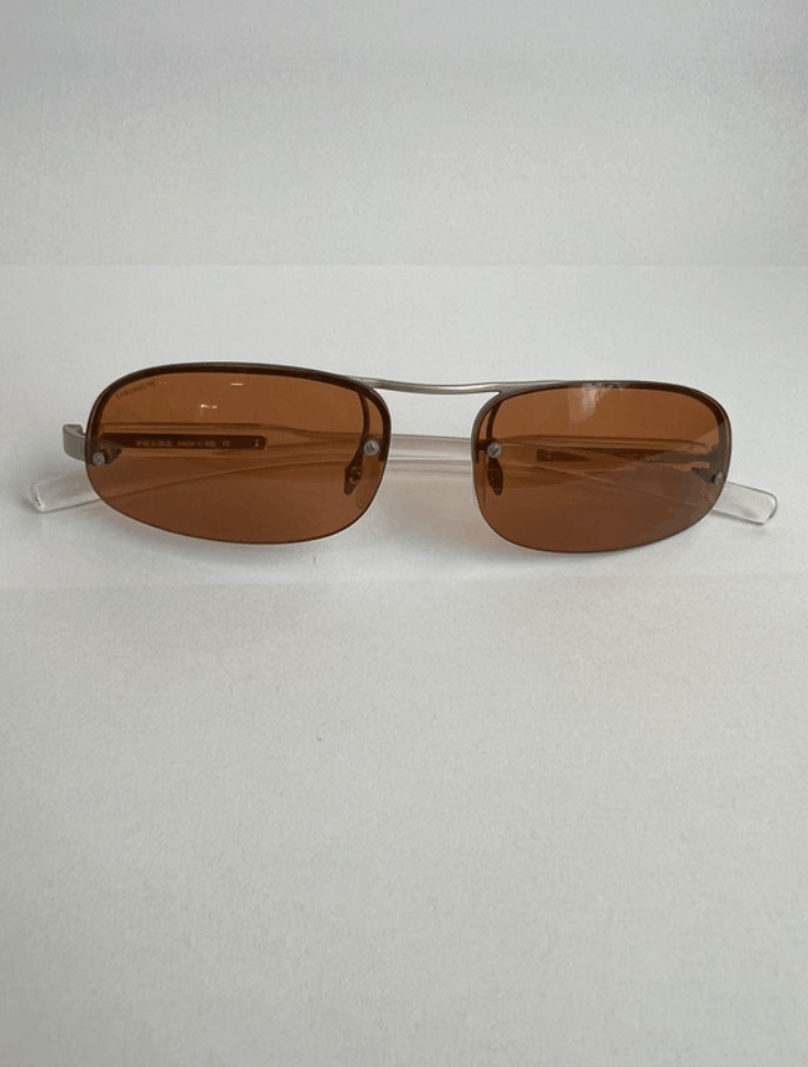 Designer × Prada Prada Sunglasses Oversized Rimless Y2K SPR 22M