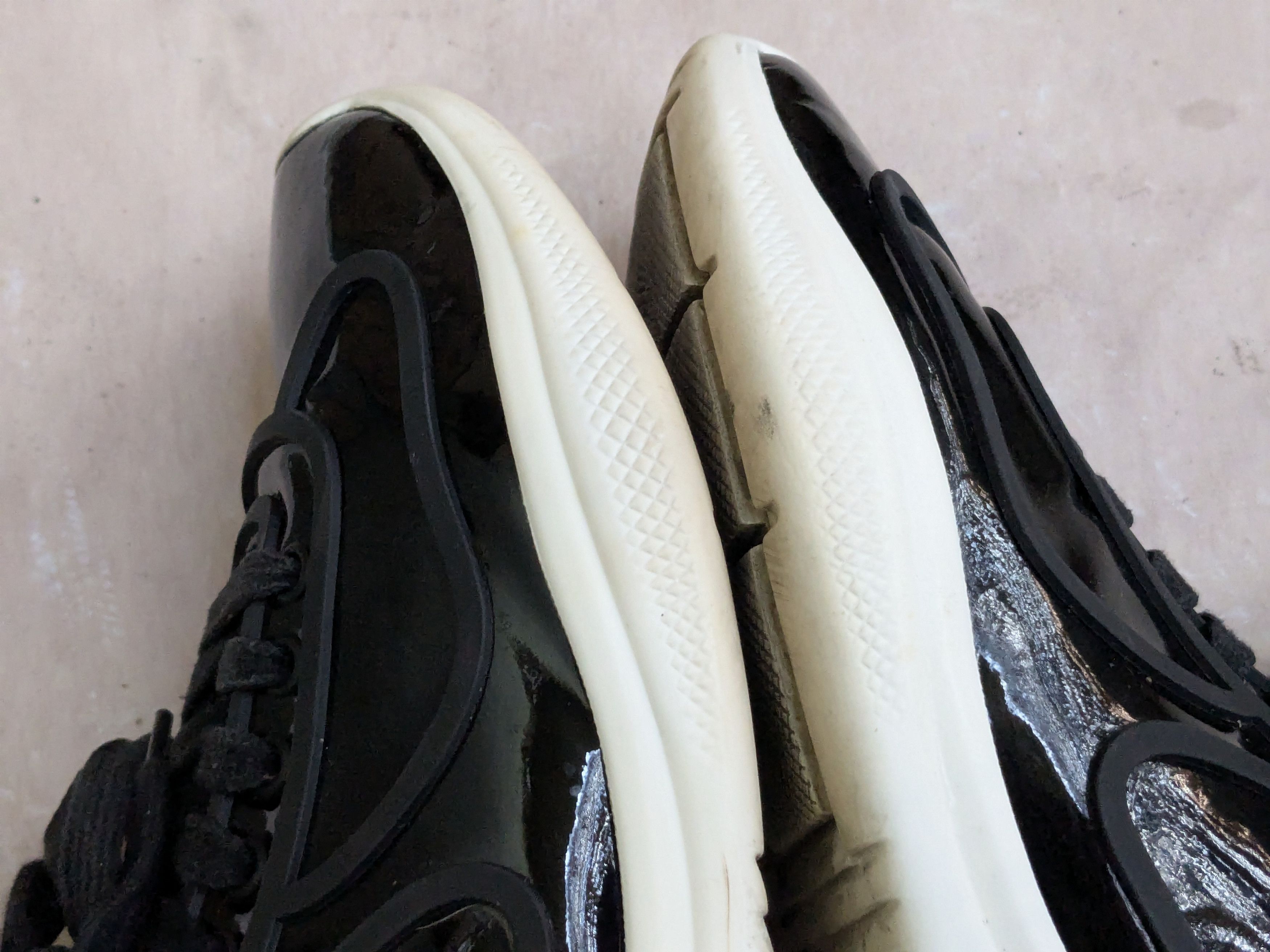 Prada America's Cup Sneakers Black Patent Leather 9 Low Tops