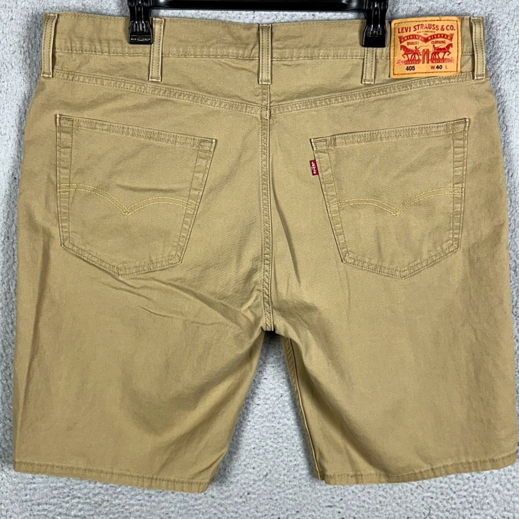 Levi's Levi's 405 Short Mens 40 Tan Khaki Stretch Flat Front 5 Pocket Casual EUC Chino Modern Classic Mens Size US 40 / EU 56 - 2 Thumbnail