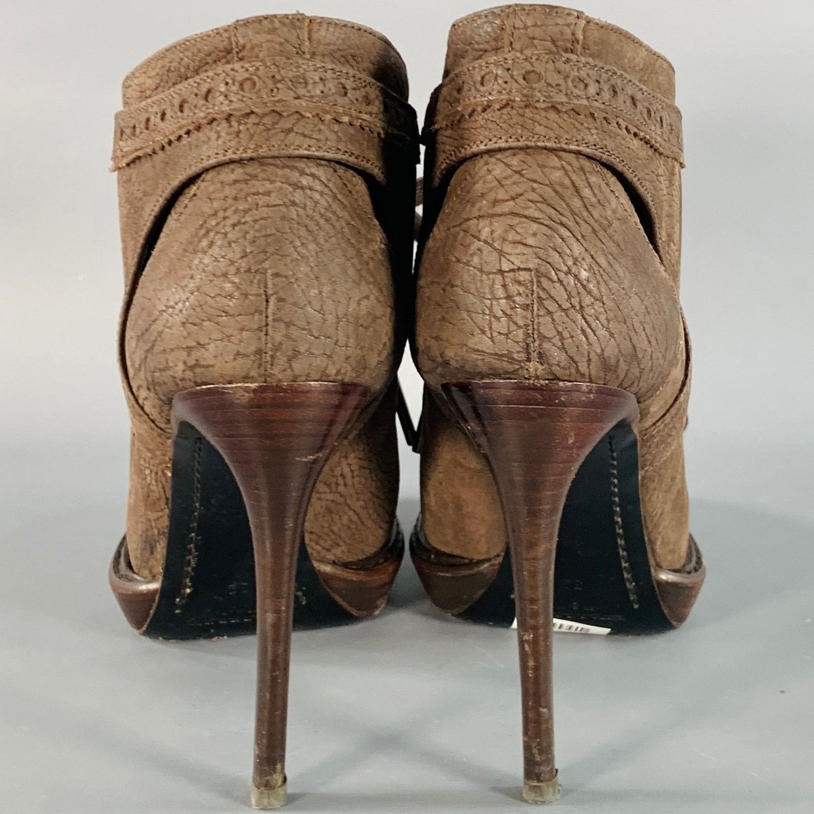 Burberry Prorsum Howcroft Brown Leather Fringe Lace-Up Platform Booties Pumps Size US 9 / IT 39 - 3 Thumbnail