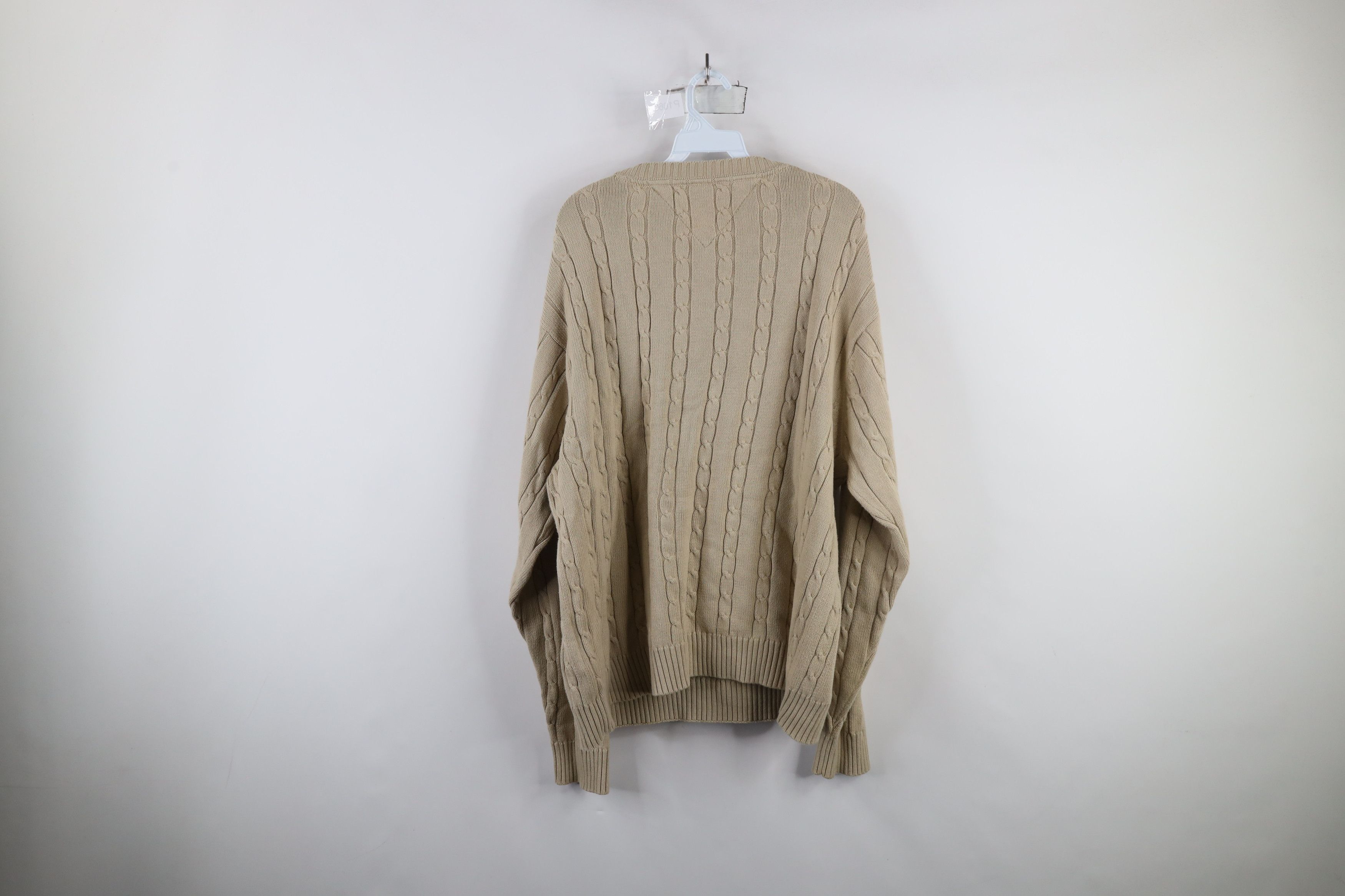 Tommy Hilfiger × Vintage Vintage 90s Tommy Hilfiger Cable Knit Crewneck Sweater Beige Size US XL / EU 56 / 4 - 10 Thumbnail