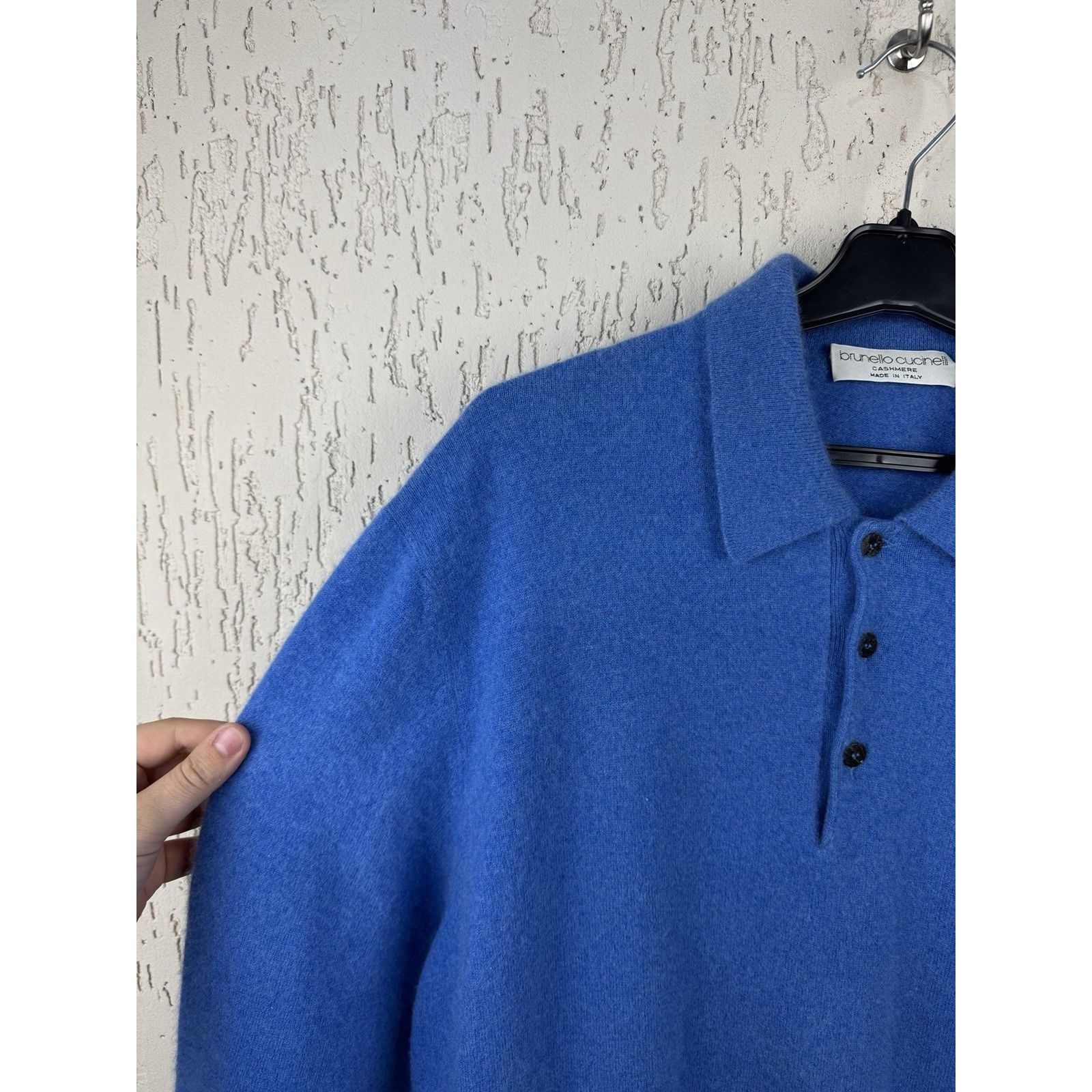 Brunello Cucinelli BRUNELLO CUCINELLI Blue Long-Sleeved Sweater Cashmere Polo S Size US XL / EU 56 / 4 - 4 Thumbnail