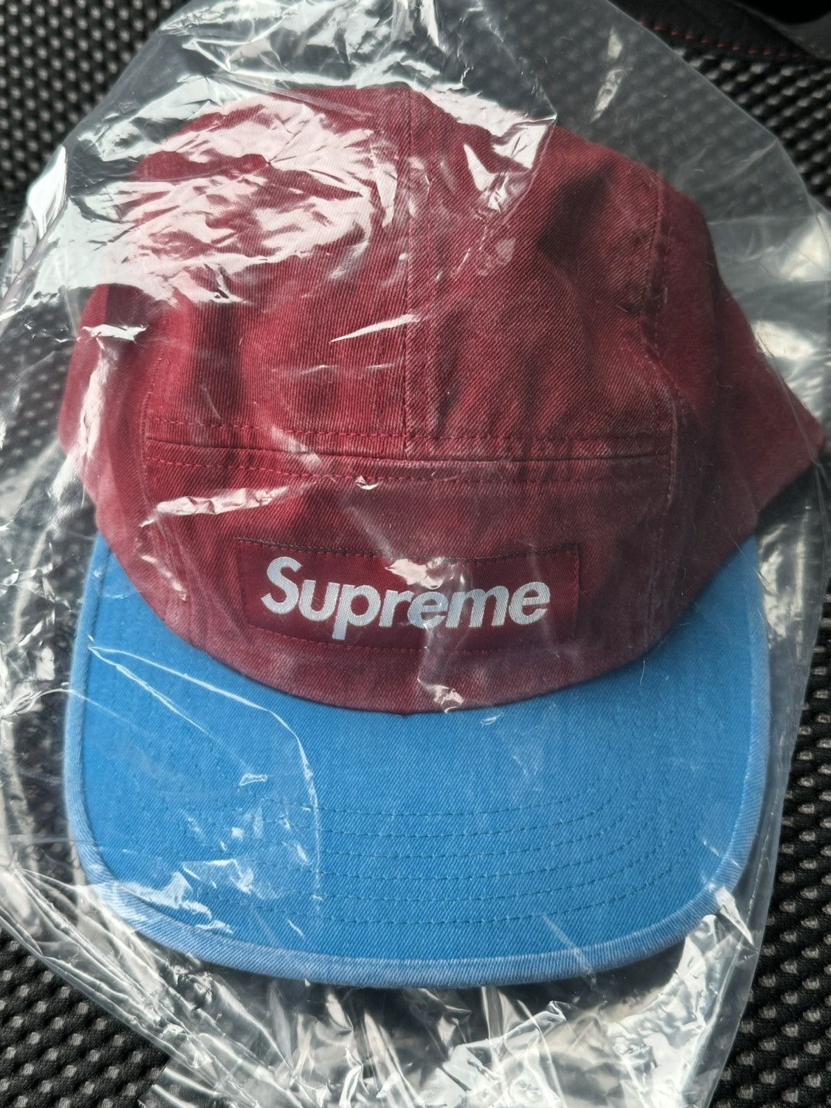 image of Supreme Pigment 2 Tone Camp Cap in Blue/Red, Men's