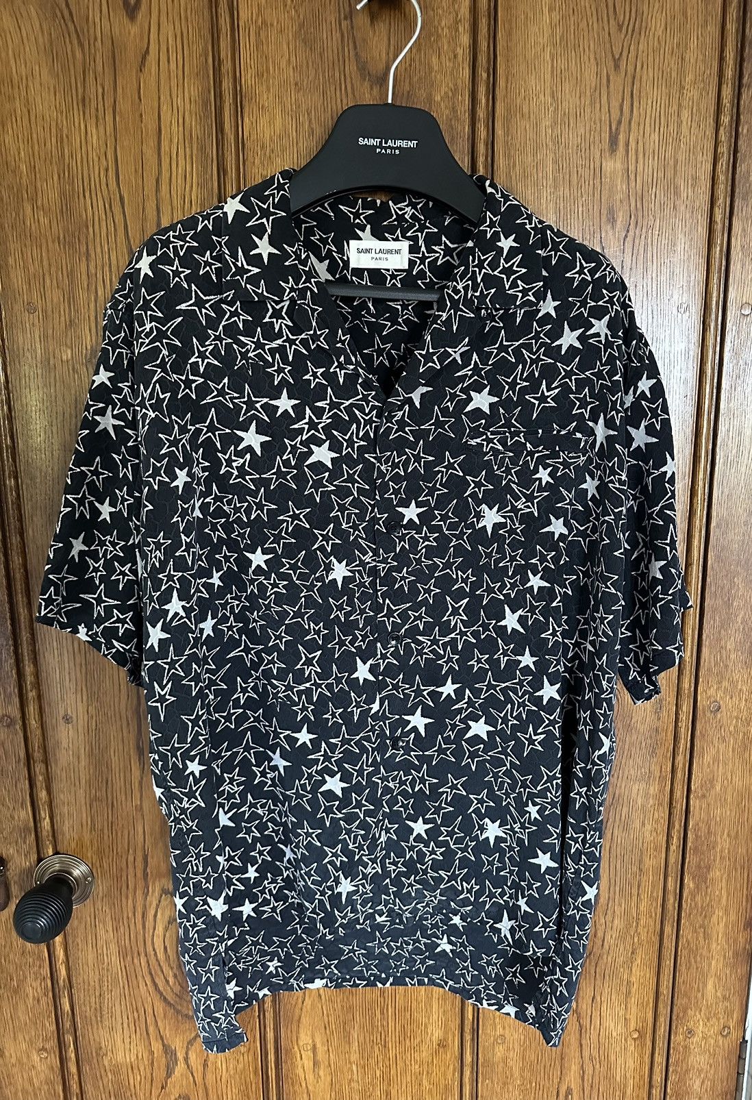 Saint Laurent Paris SS20 Saint Laurent star silk camp shirt Hawaiian 42 short Size US L / EU 52-54 / 3 - 9 Thumbnail