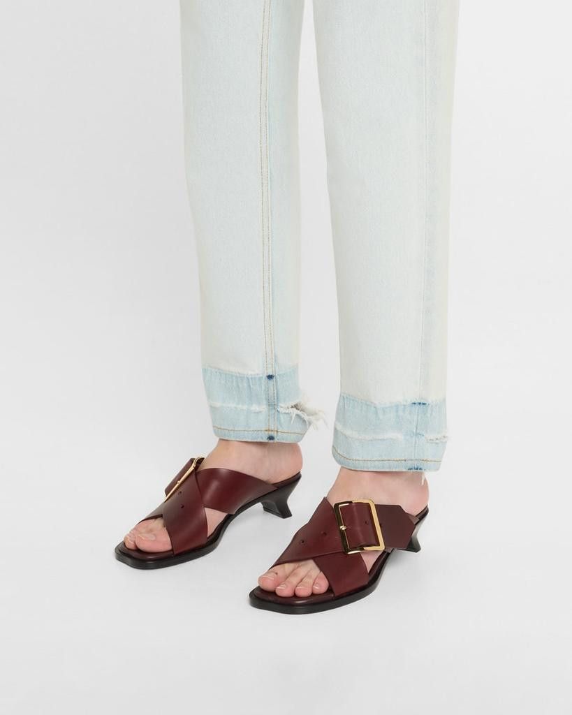 Loewe o1in1g0526 Petal Leather Buckle Slide Sandals in Burgundy Size US 9 / IT 39 - 2 Thumbnail