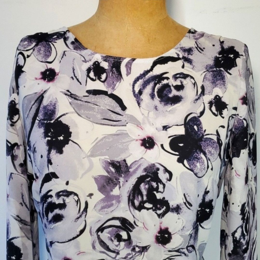 Other Rose & Olive Size L Blouse Grey Purple Floral Chiffon Long Size L / US 10 / IT 46 - 6 Thumbnail