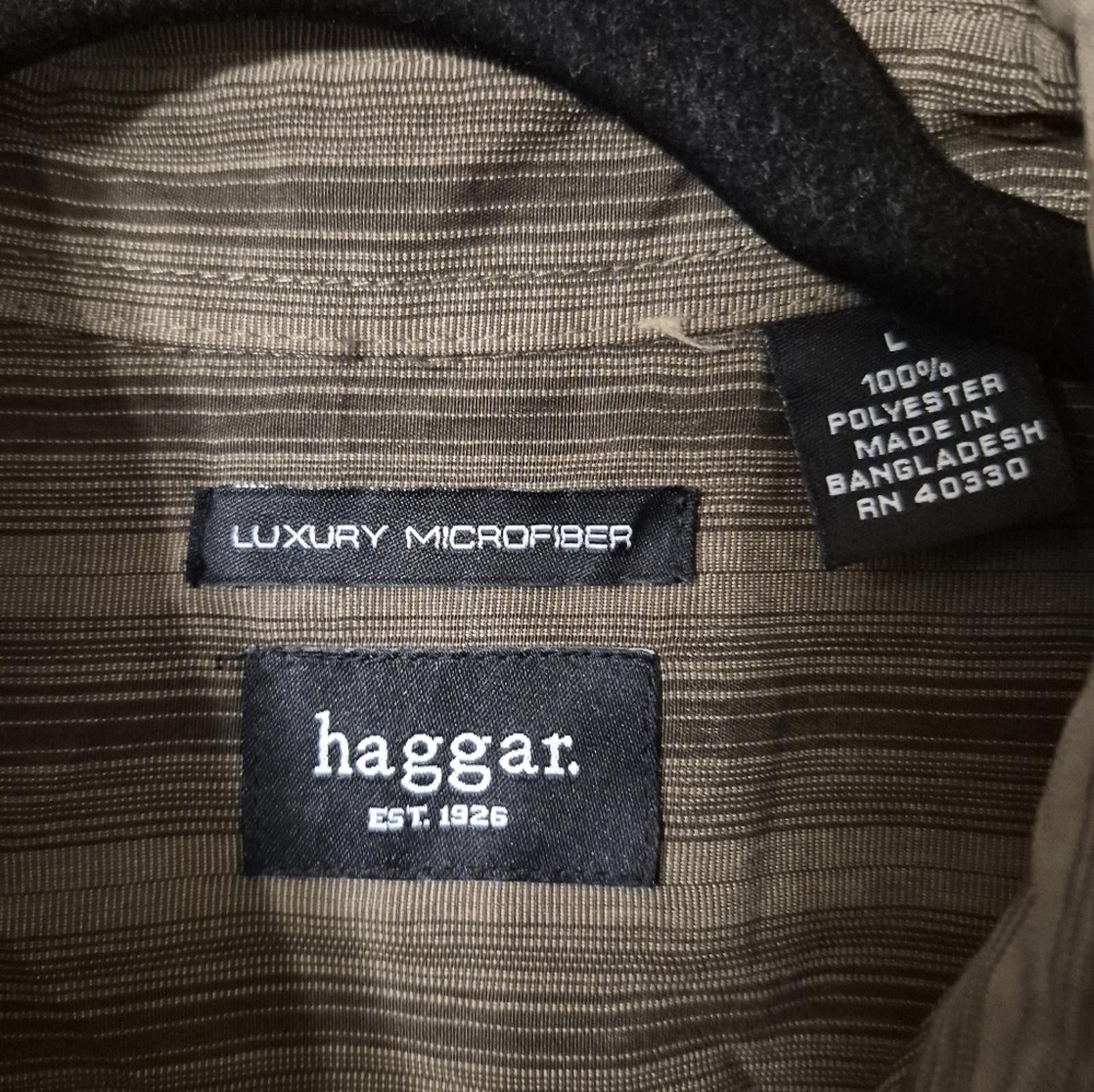Haggar Haggar Luxury Microfiber Olive Striped Shirt Large Size US L / EU 52-54 / 3 - 2 Thumbnail