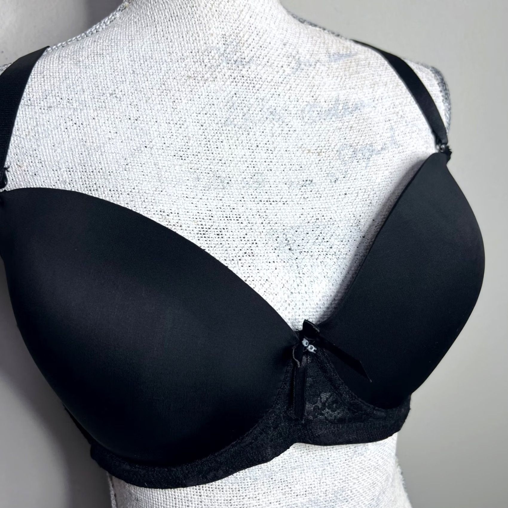 Vintage Angelina Bra Lightly Padded Underwire Convertible Straps Womens 36DDD Black Lace 68589 Size ONE SIZE - 3 Thumbnail