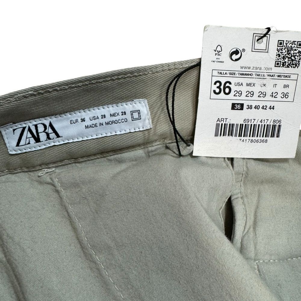 Zara NWT New Zara Grey Cotton Straight Leg 6917/417 Pants Size 2 Size US 29 - 7 Thumbnail