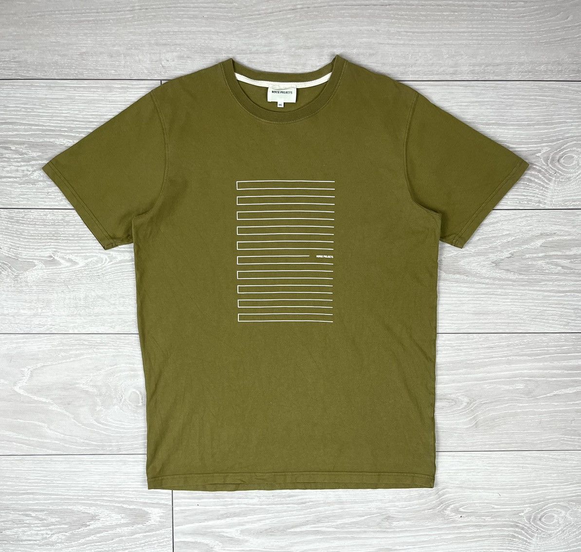 Norse Projects Norse Projects Niels Stripe Screenlogo Green T Shirt Size US XXL / EU 58 / 5 - 1 Thumbnail