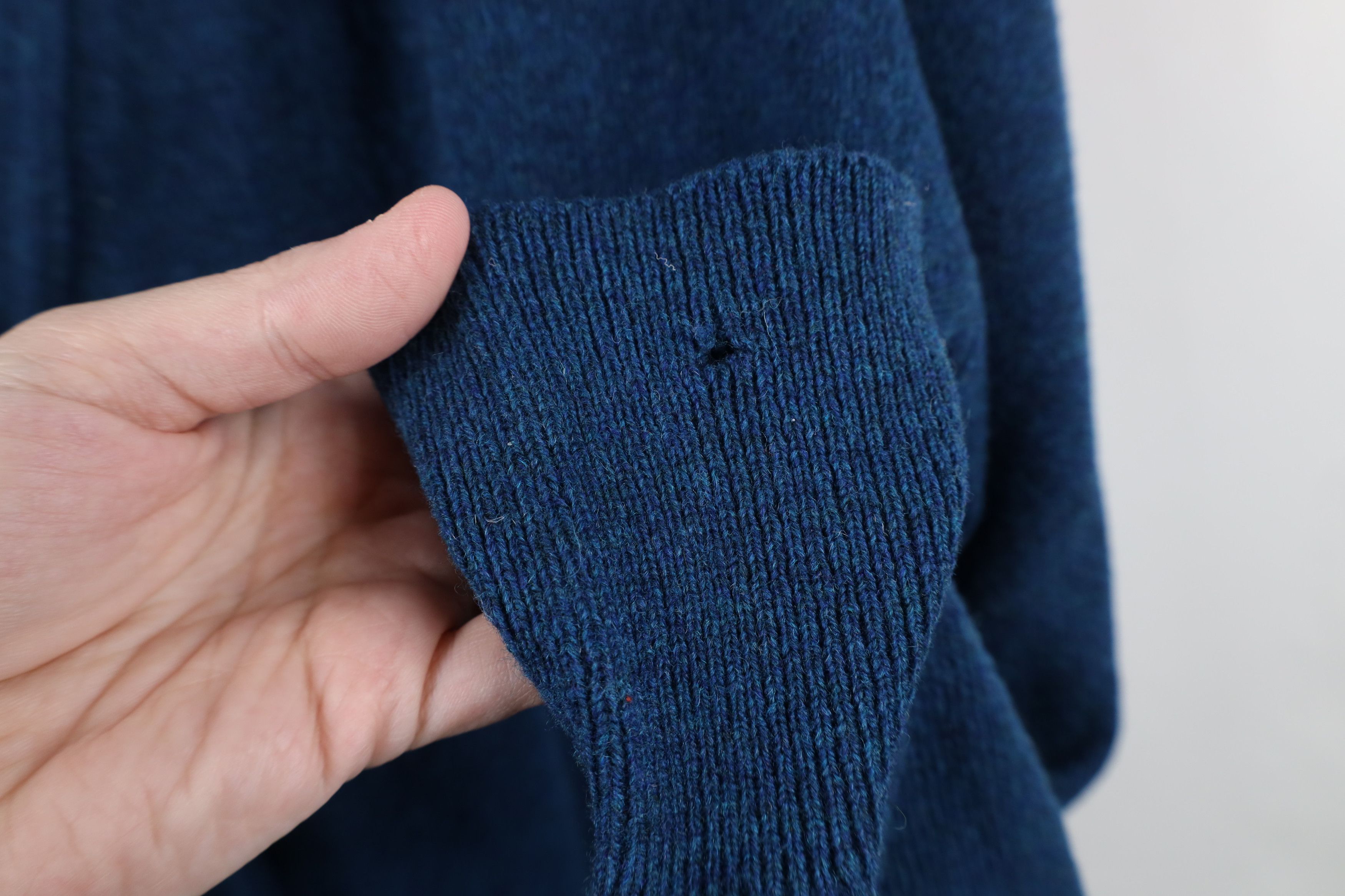 L.L. Bean × Vintage Vintage 90s LL Bean Lambswool Knit Cardigan Sweater Blue Size US L / EU 52-54 / 3 - 8 Thumbnail